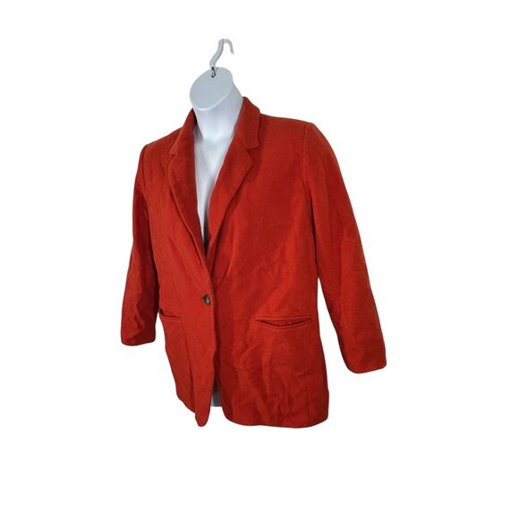 Harve Bernard Vintage 80s Orange Blood Wool Cashmere Blend Blazer Size 12 - Picture 5 of 11